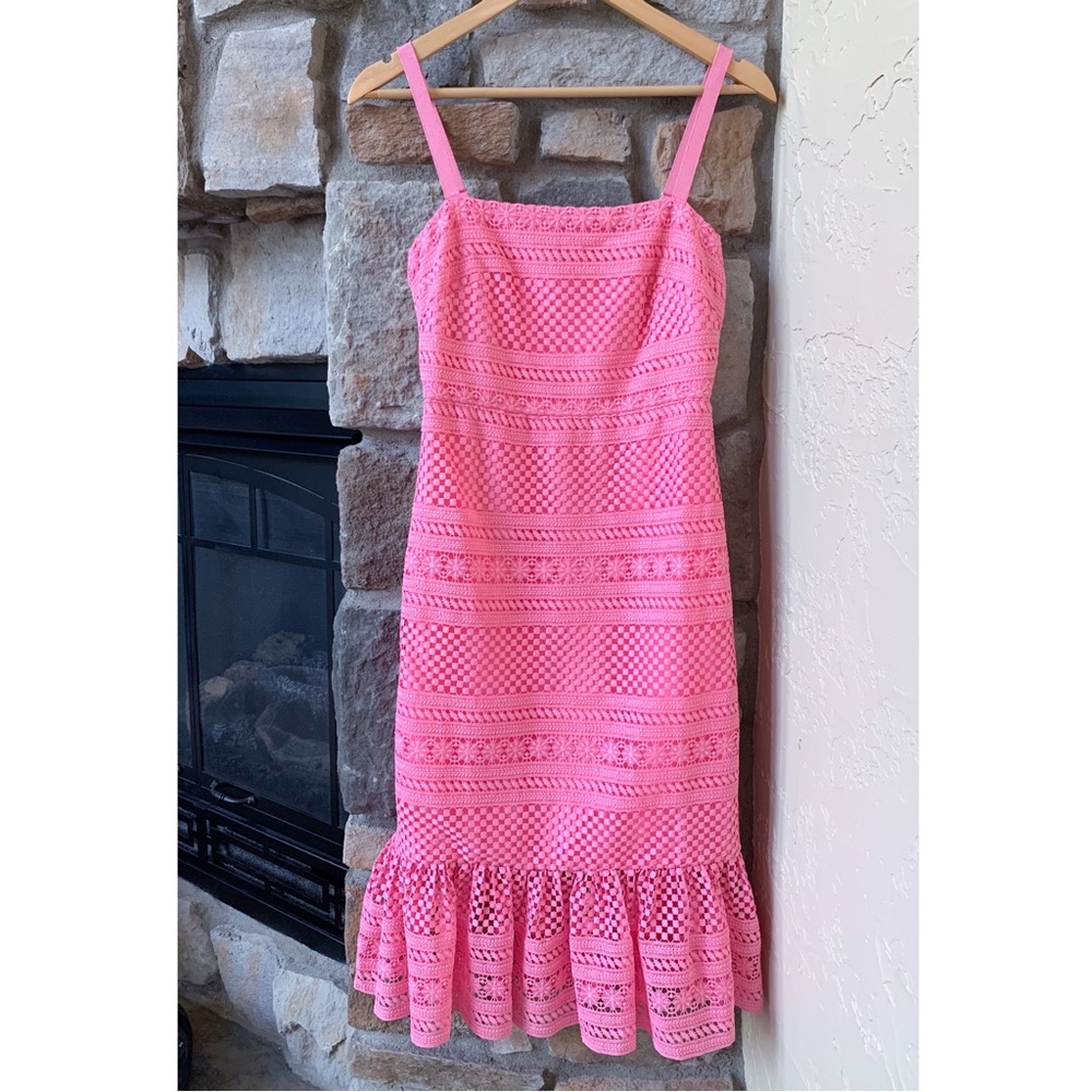 J.Crew Pink Midi Lace Dress Size 0